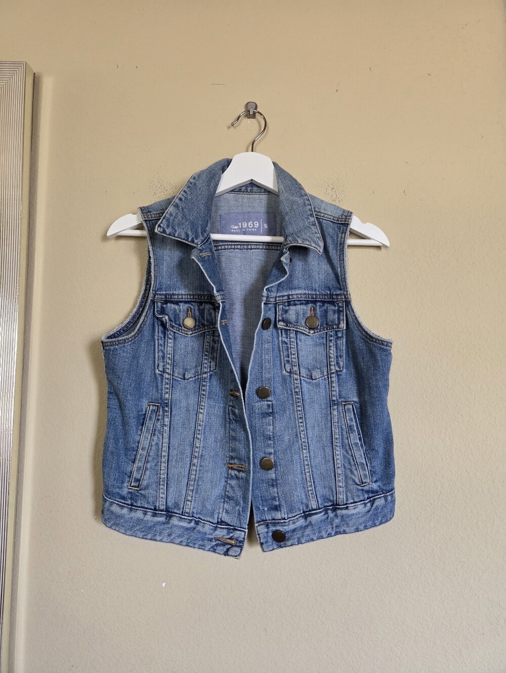 GAP 1969 Blue Denim Vest 90s Y2k Western Cowgirl Boho